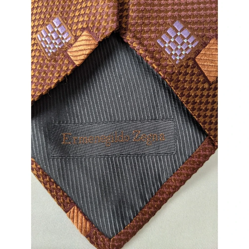 Ermenegildo Zegna Silk Tie Lot of 5 Mens Designer Italian Neckties Geometric